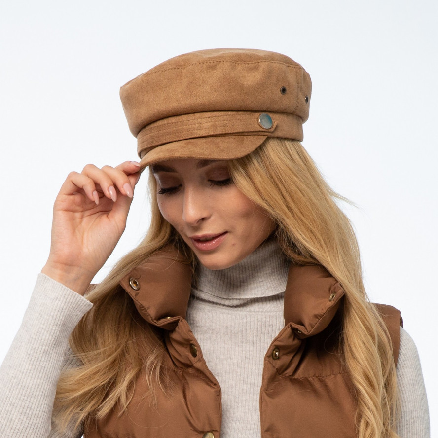 Кепка-картуз жіноча екозамша бежева DELORS 652-447, фото 3