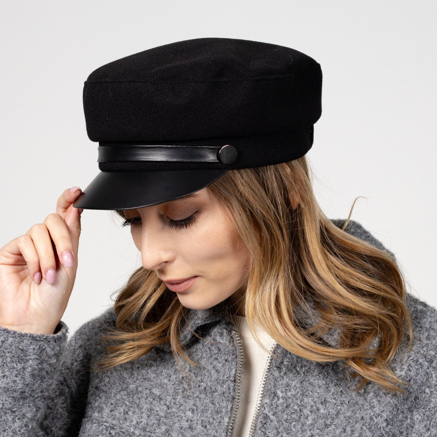 Кепка-картуз жіноча вовна чорна КЕТРІН 610-569, фото 3