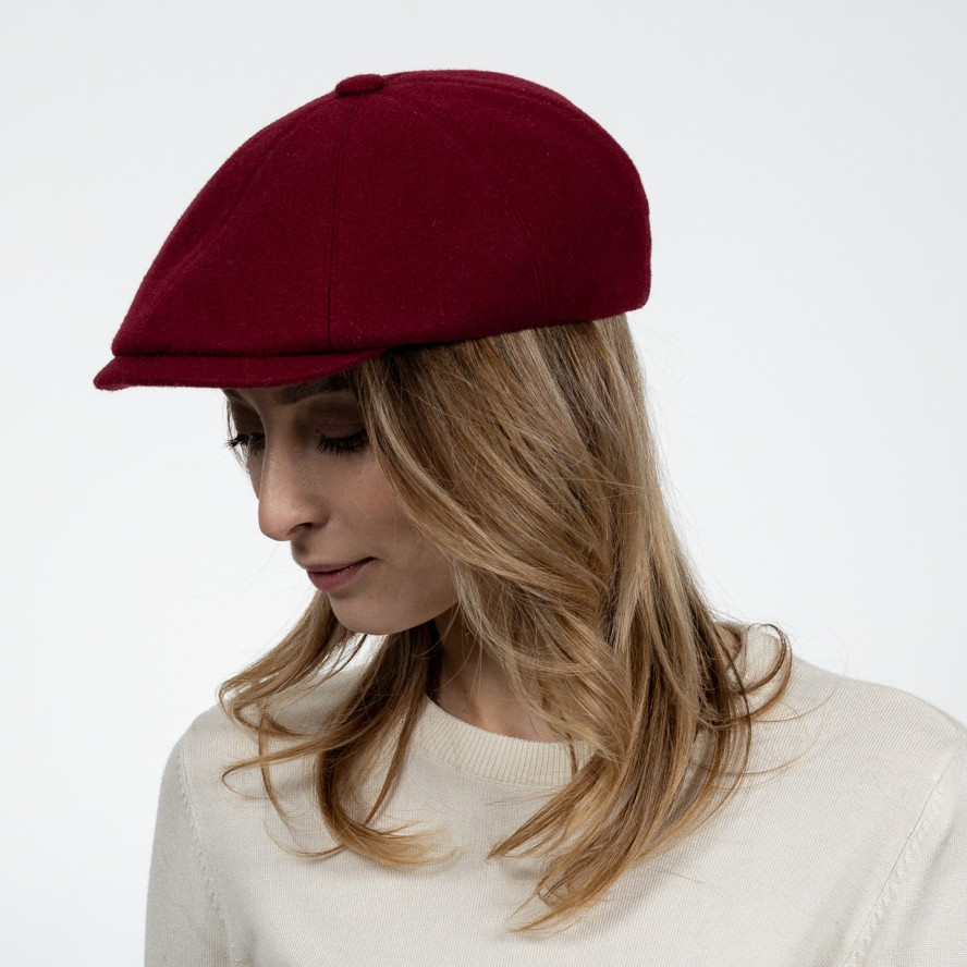Кепка-восьмиклинка женская шерсть бордовая ЭЛЛА 651-005, фото 4