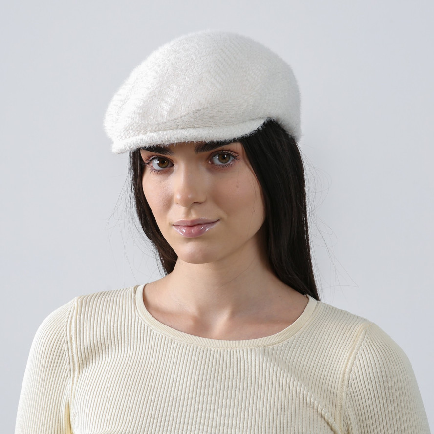 Кепка-реглан жіноча ангора біла ОЛЕКСА 938-120, фото 4