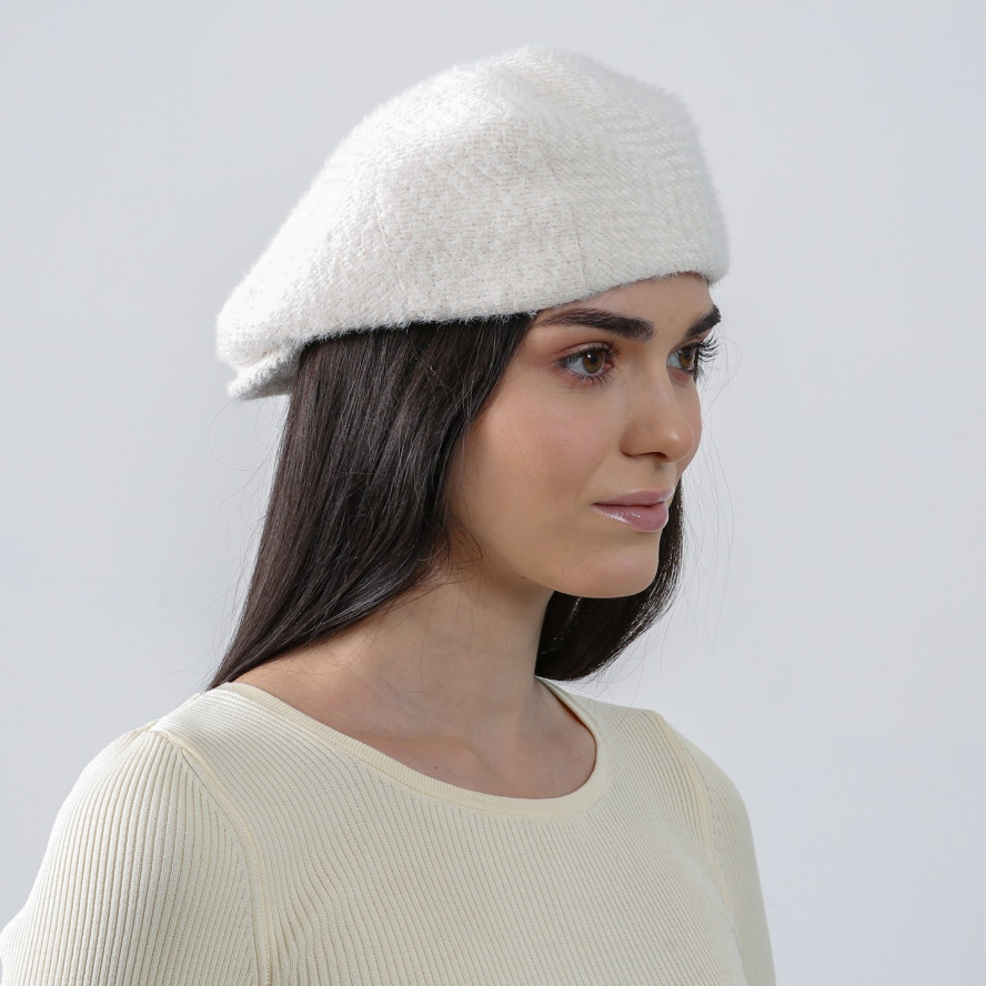 Кепка-реглан жіноча ангора біла ОЛЕКСА 938-120, фото 6
