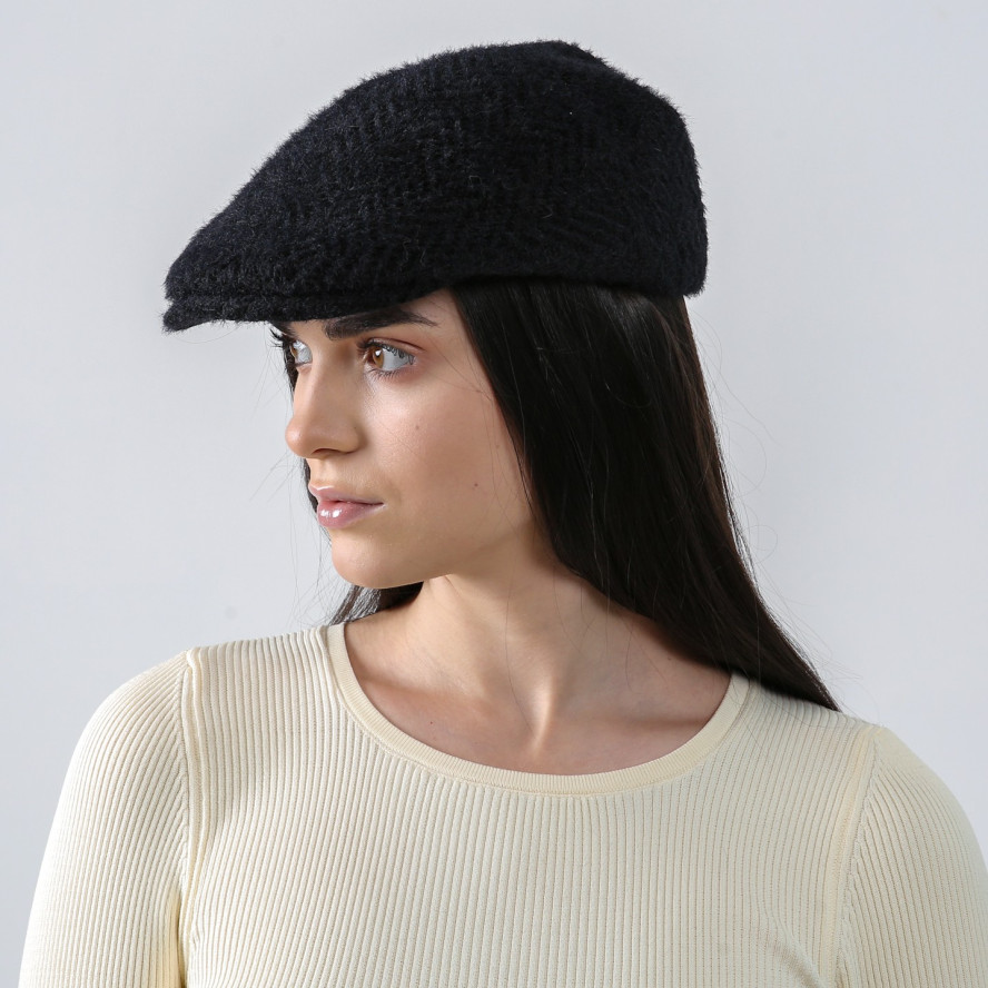 Кепка-реглан жіноча ангора чорна ОЛЕКСА 938-144, фото 5