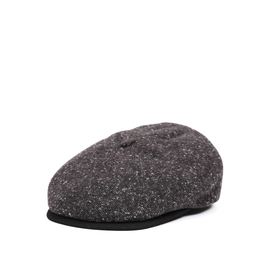 Кепка-шестиклинка с ушками мужская шерсть серо-коричневая ЛЕОНИД 985-308, фото 1