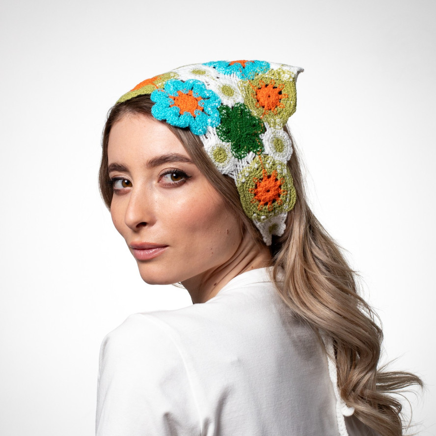 Косинка жіноча в'язана поліестер зелена МАНЕ 444-607, фото 4