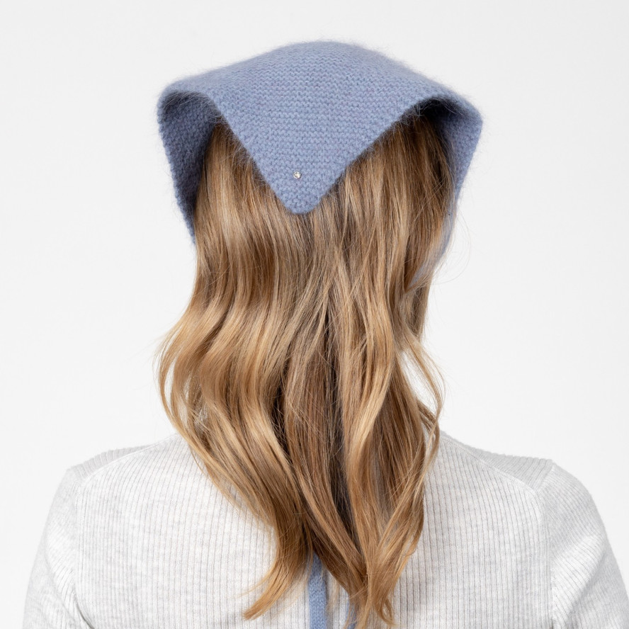 Косынка женская вязаная ангора синяя АИША 592-865, фото 6