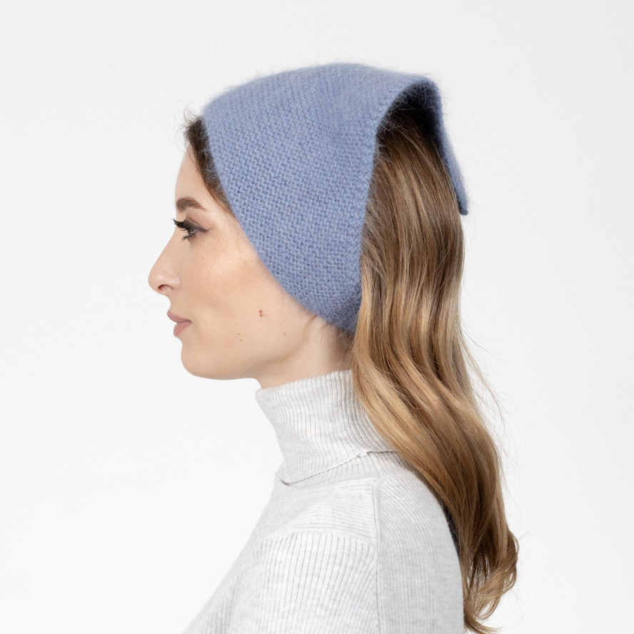 Косынка женская вязаная ангора синяя АИША 592-865, фото 5