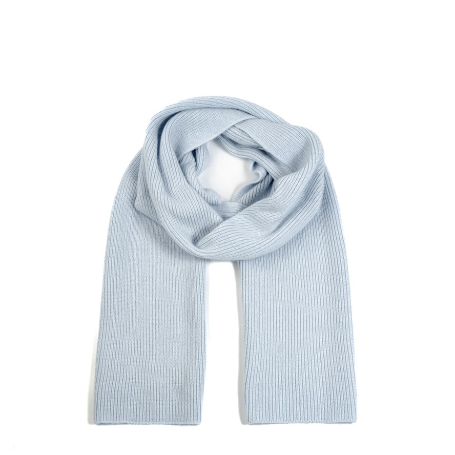 Набір шапка біні + шарф жіночий вовна блакитний GEORGE 694-904, фото 4