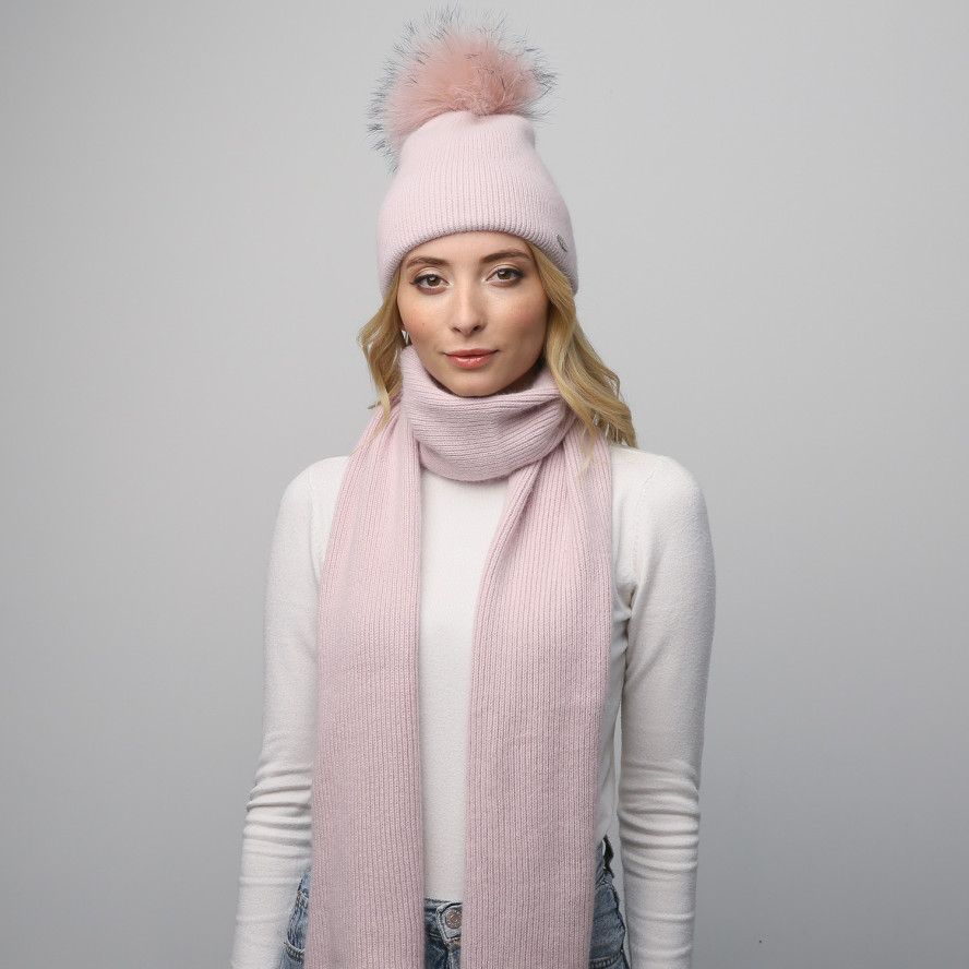 Шапка з помпоном жіноча ангора рожева GILL 948-113, фото 6