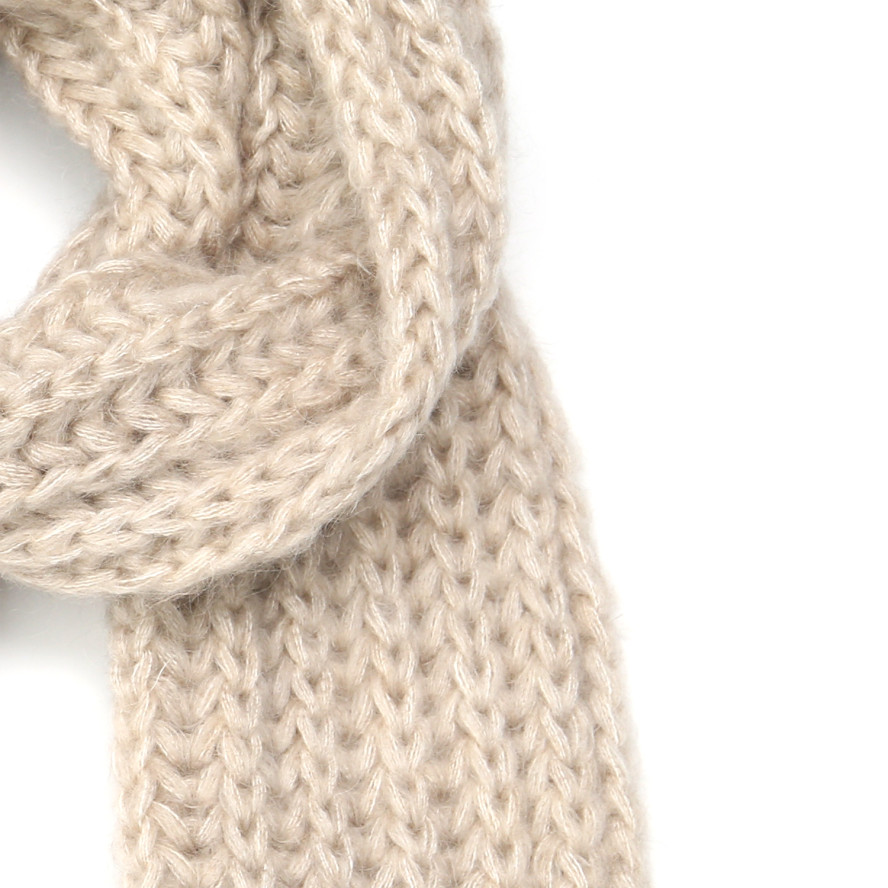 Набор шапка по голове + шарф женский шерсть бежевый GWINNETT 032-439, фото 3