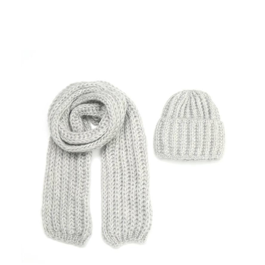 Набор шапка по голове + шарф женский шерсть серый GWINNETT 032-460, фото 1