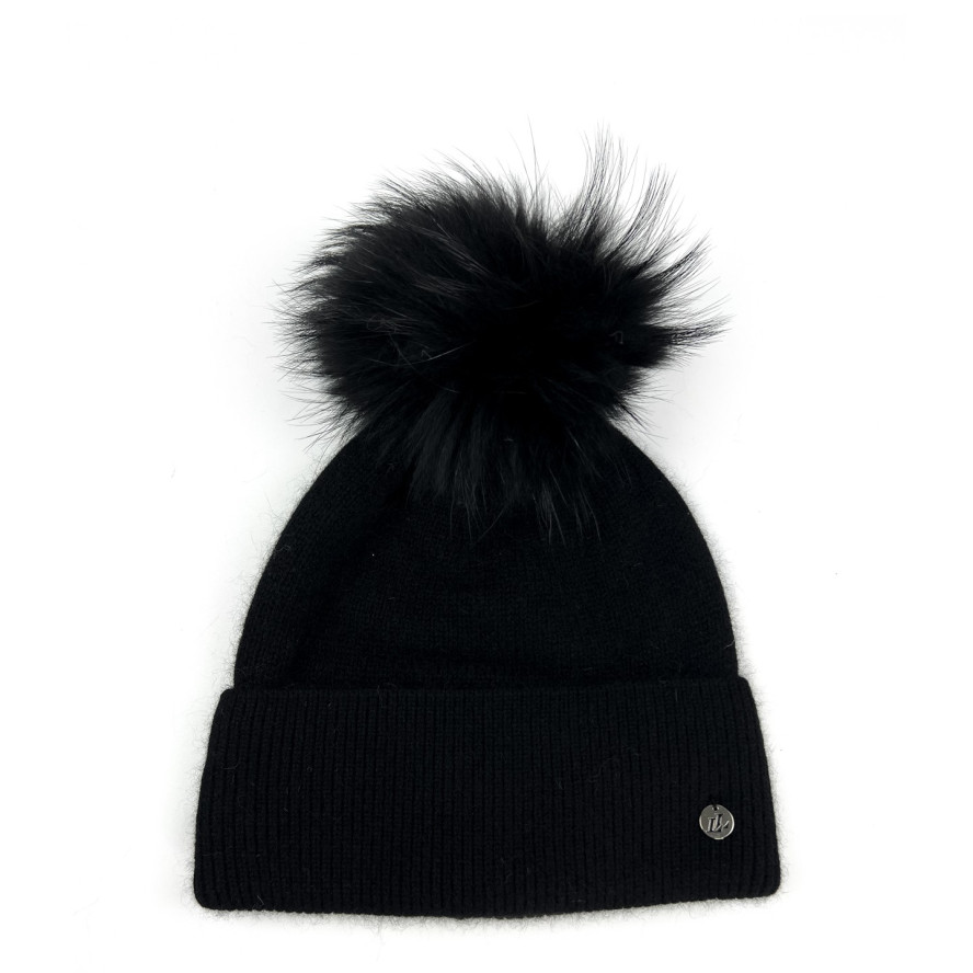 Набор шапка с помпоном + шарф женский ангора черный GILL 284-272, фото 2