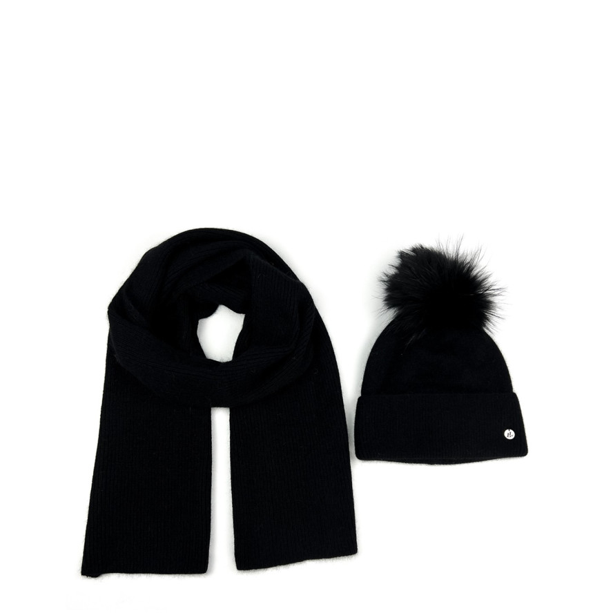 Набор шапка с помпоном + шарф женский ангора черный GILL 284-272, фото 1
