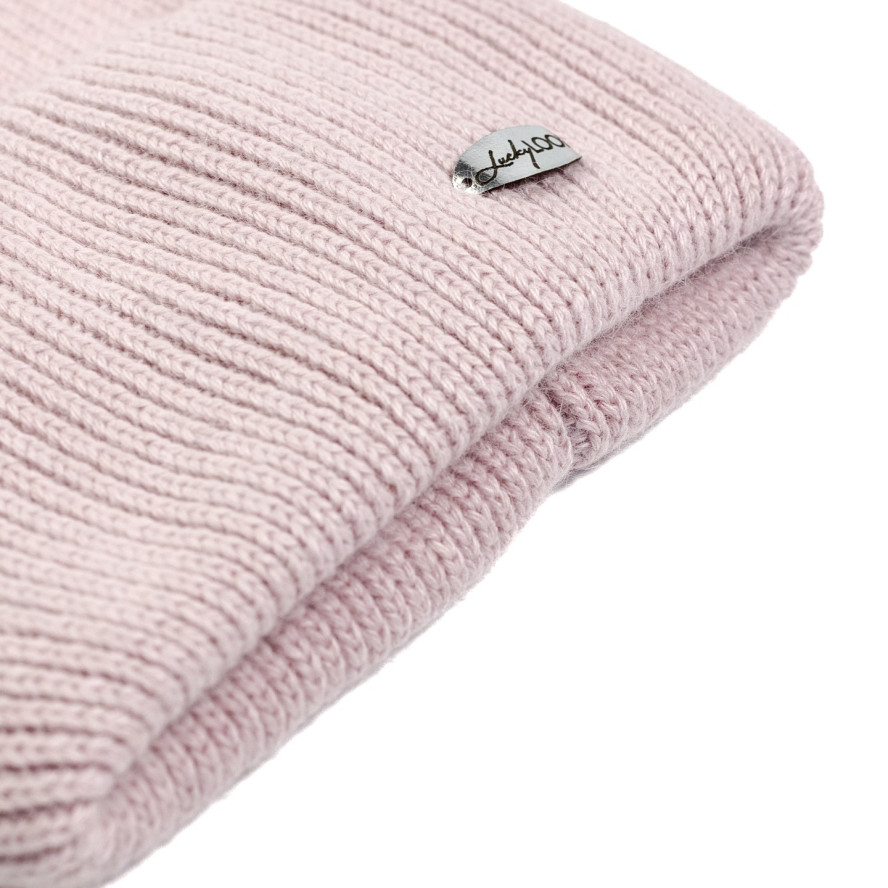 Набір шапка біні + шарф жіночий вовна рожевий GEORGE 567-108, фото 3