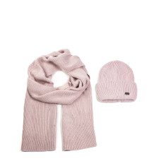 Набір шапка біні + шарф жіночий вовна рожевий GEORGE 567-108