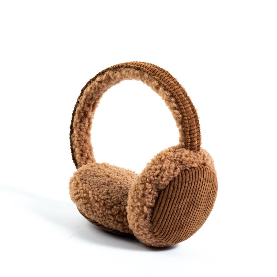 Хутряні навушники жіночі штучне хутро каракуль з вельветом коричневі ВЕЛЕС 554-191, фото 2