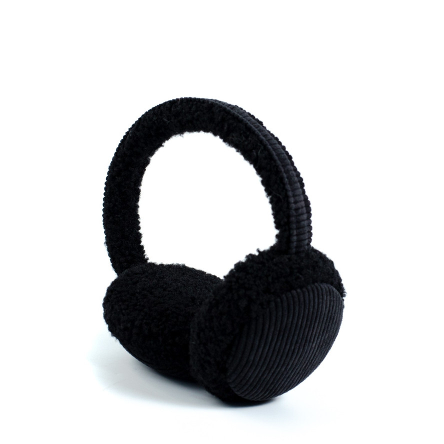 Хутряні навушники жіночі штучне хутро каракуль з вельветом чорні ВЕЛЕС 554-221, фото 2