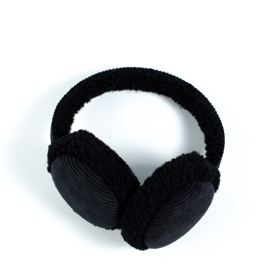 Хутряні навушники жіночі штучне хутро каракуль з вельветом чорні ВЕЛЕС 554-221, фото 3