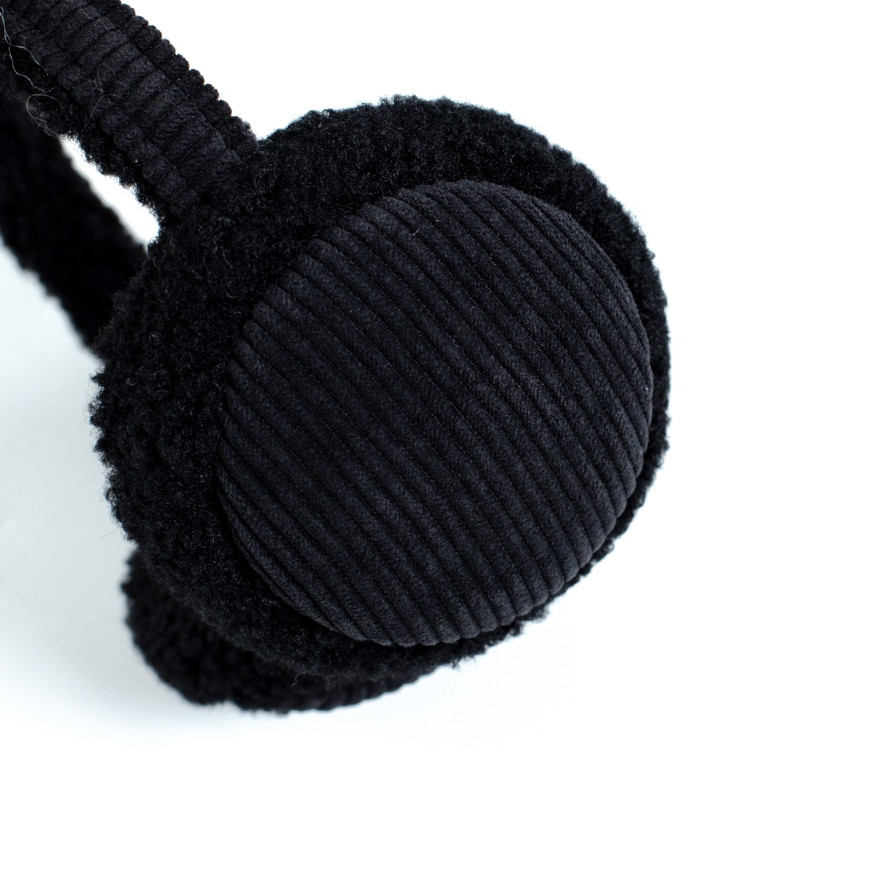 Хутряні навушники жіночі штучне хутро каракуль з вельветом чорні ВЕЛЕС 554-221, фото 4