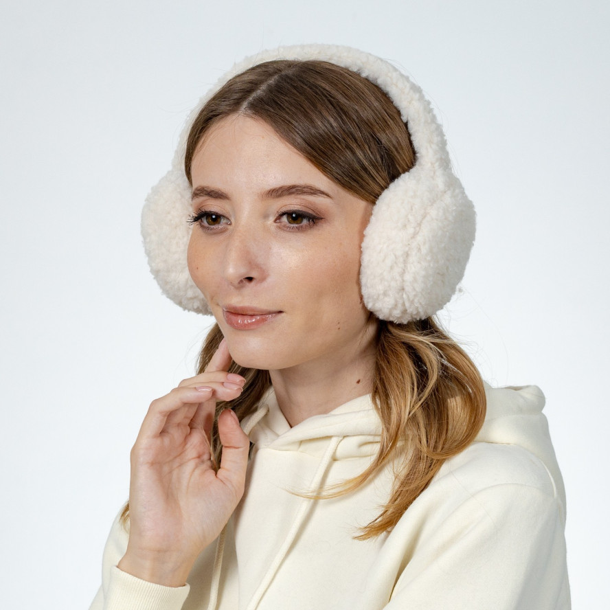 Хутряні навушники жіночі штучне хутро білі баранчик ЕЛАНА 565-227, фото 5