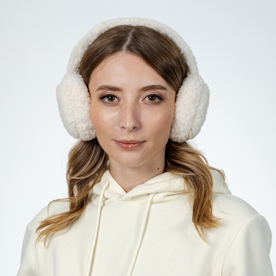 Хутряні навушники жіночі штучне хутро білі баранчик ЕЛАНА 565-227, фото 6