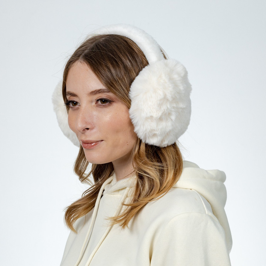 Хутряні навушники жіночі штучне хутро кролик білі НІЛАЙ 565-241, фото 5