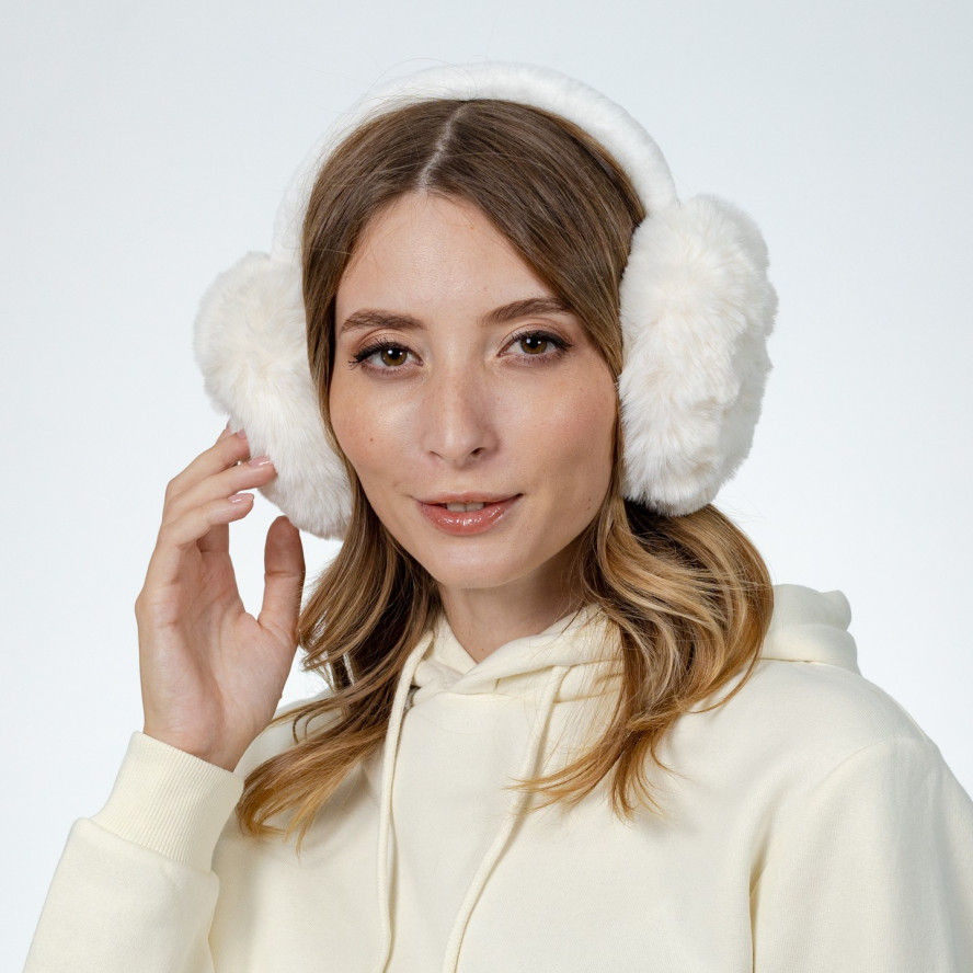 Хутряні навушники жіночі штучне хутро кролик білі НІЛАЙ 565-241, фото 6