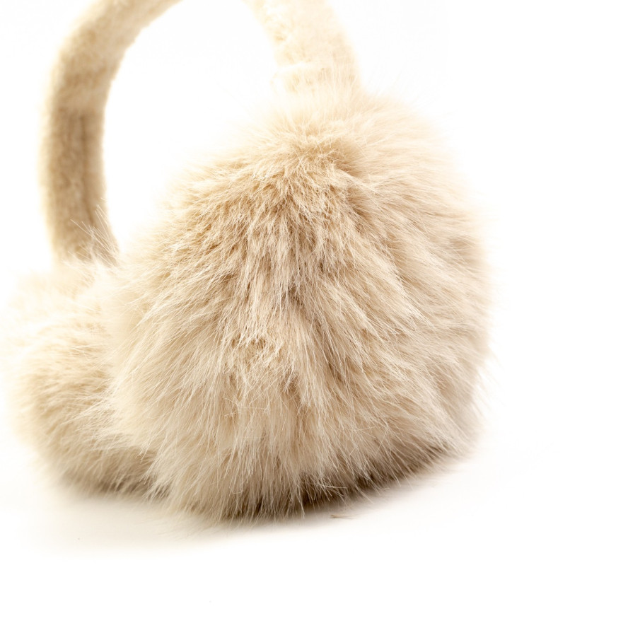 Хутряні навушники жіночі штучне хутро песець бежеві АВЕЛЬ 565-289, фото 4