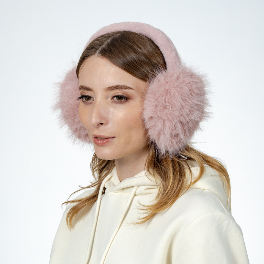 Хутряні навушники жіночі штучне хутро песець рожеві АВЕЛЬ 565-296, фото 5