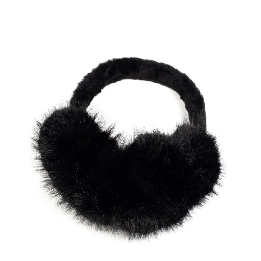 Хутряні навушники жіночі штучне хутро песець чорні АВЕЛЬ 565-302, фото 3