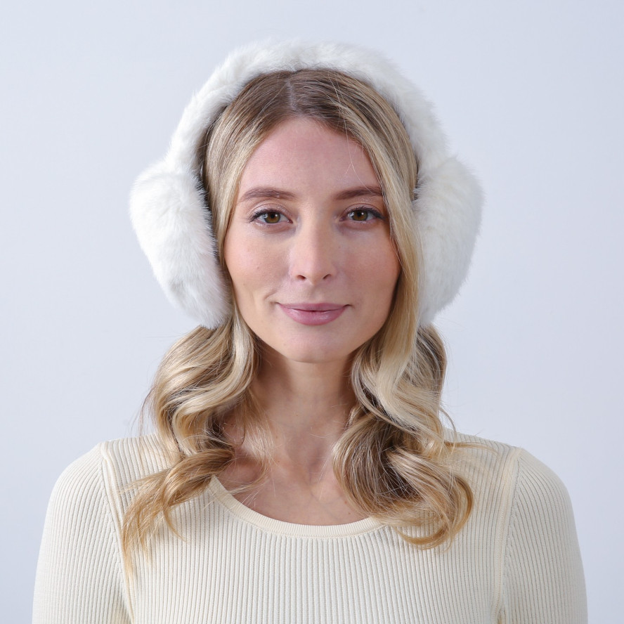 Хутряні навушники жіночі штучне хутро норка білі МІНК 929-678, фото 5