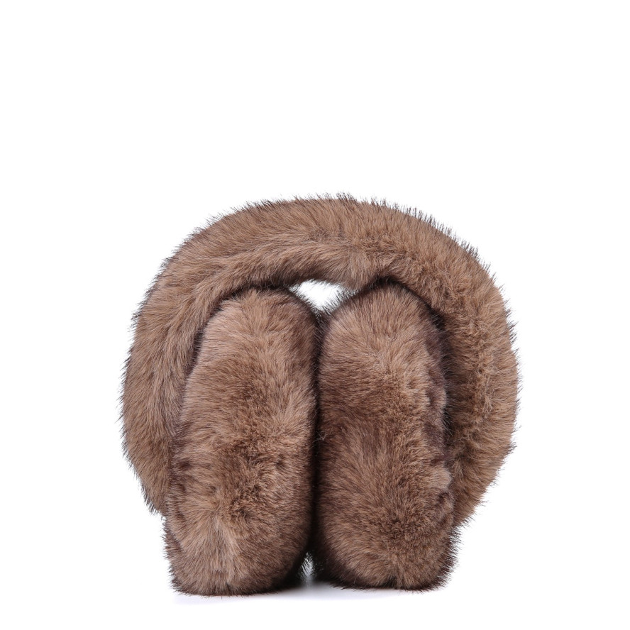 Хутряні навушники жіночі штучне хутро норка коричневі МІНК 929-685, фото 3