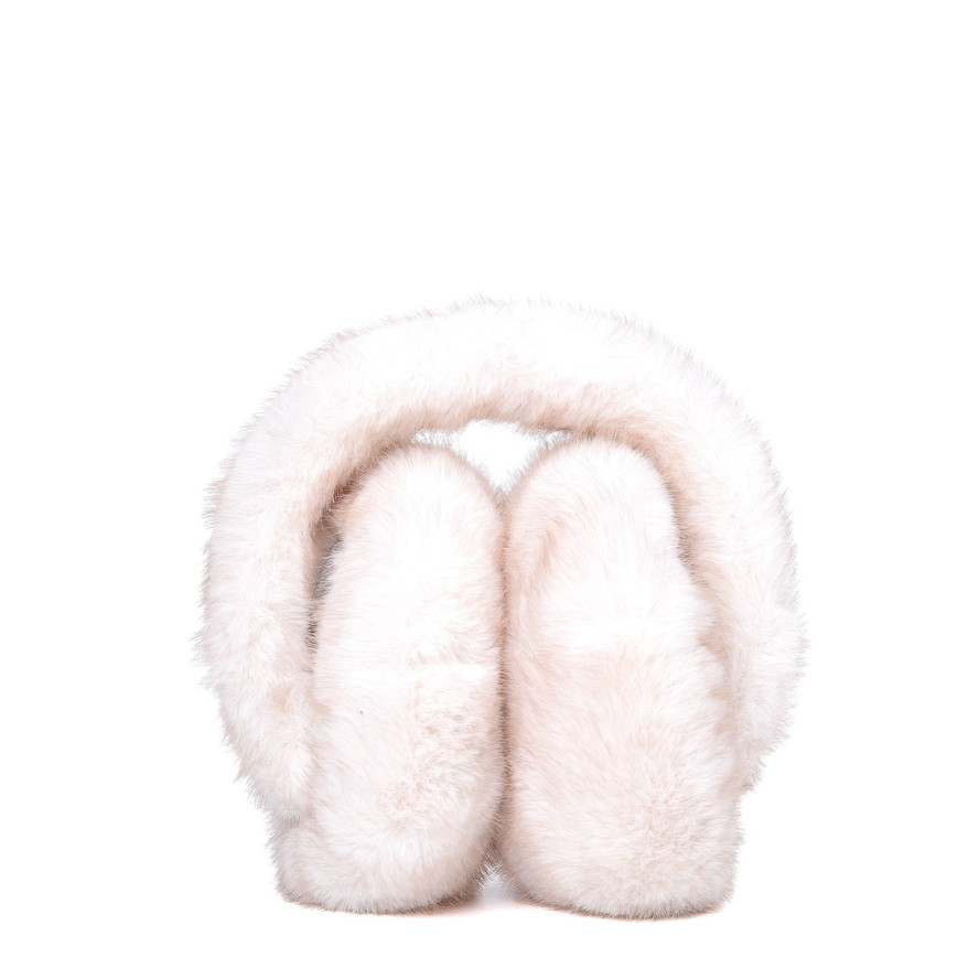 Хутряні навушники жіночі штучне хутро норка молочні МІНК 929-692, фото 3