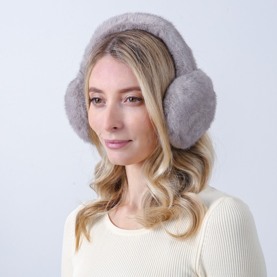 Хутряні навушники жіночі штучне хутро норка сірі МІНК 929-708, фото 4