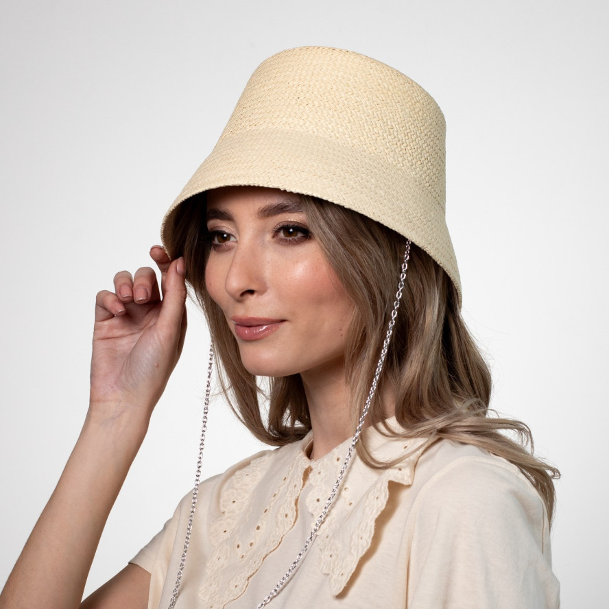 Панама жіноча з ланцюжком папір бежева ВІЛЕНА 444-546, фото 5