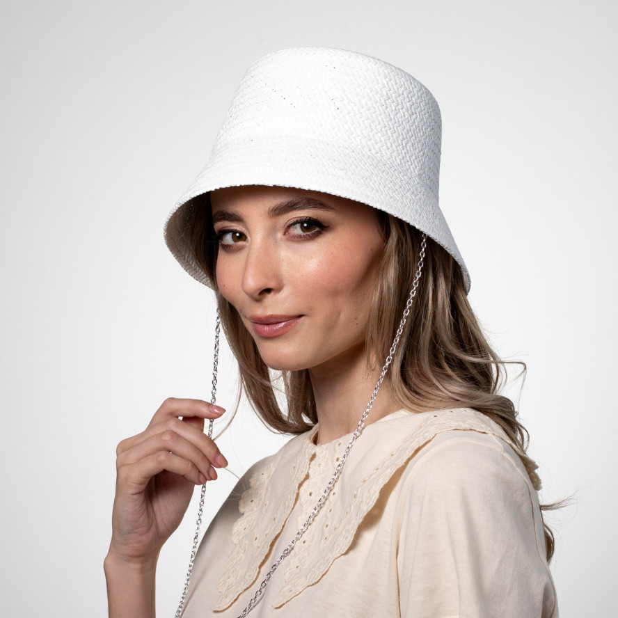 Панама жіноча з ланцюжком папір біла ВІЛЕНА 444-560, фото 5