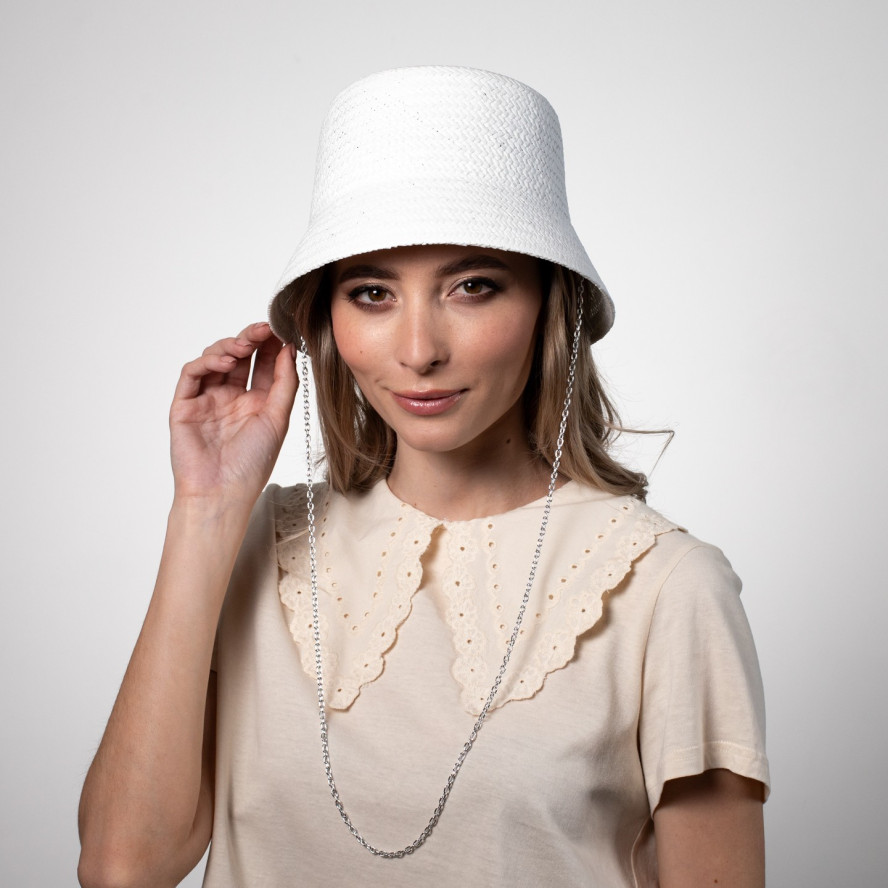 Панама жіноча з ланцюжком папір біла ВІЛЕНА 444-560, фото 7