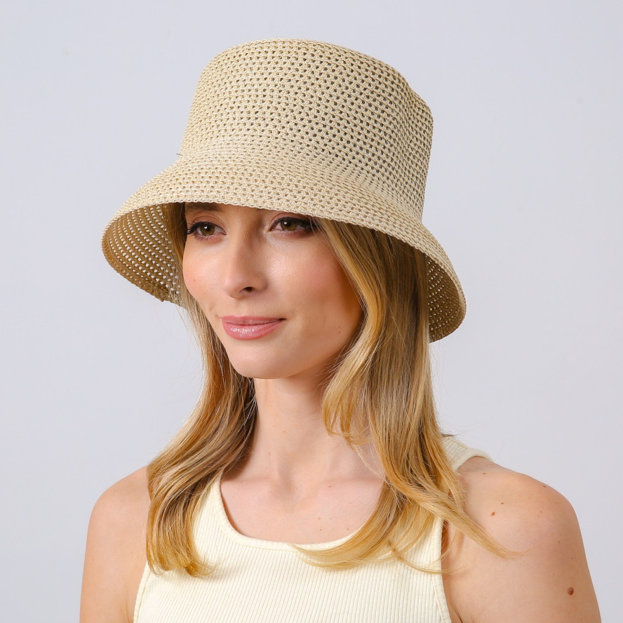 Панама жіноча плетена папір бежева АМІНА 742-949, фото 3