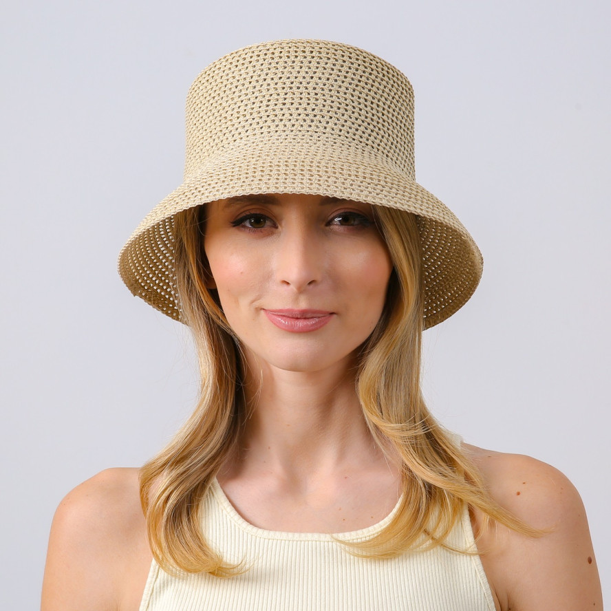 Панама жіноча плетена папір бежева АМІНА 742-949, фото 4