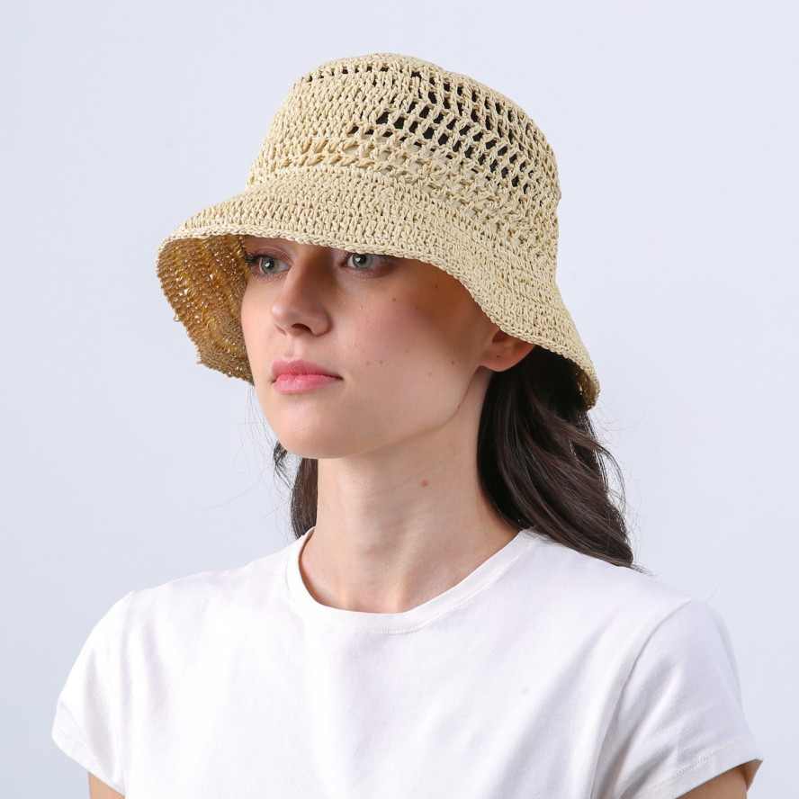 Панама жіноча в'язана целюлоза бежева ЛІЄНЦ 819-832, фото 3