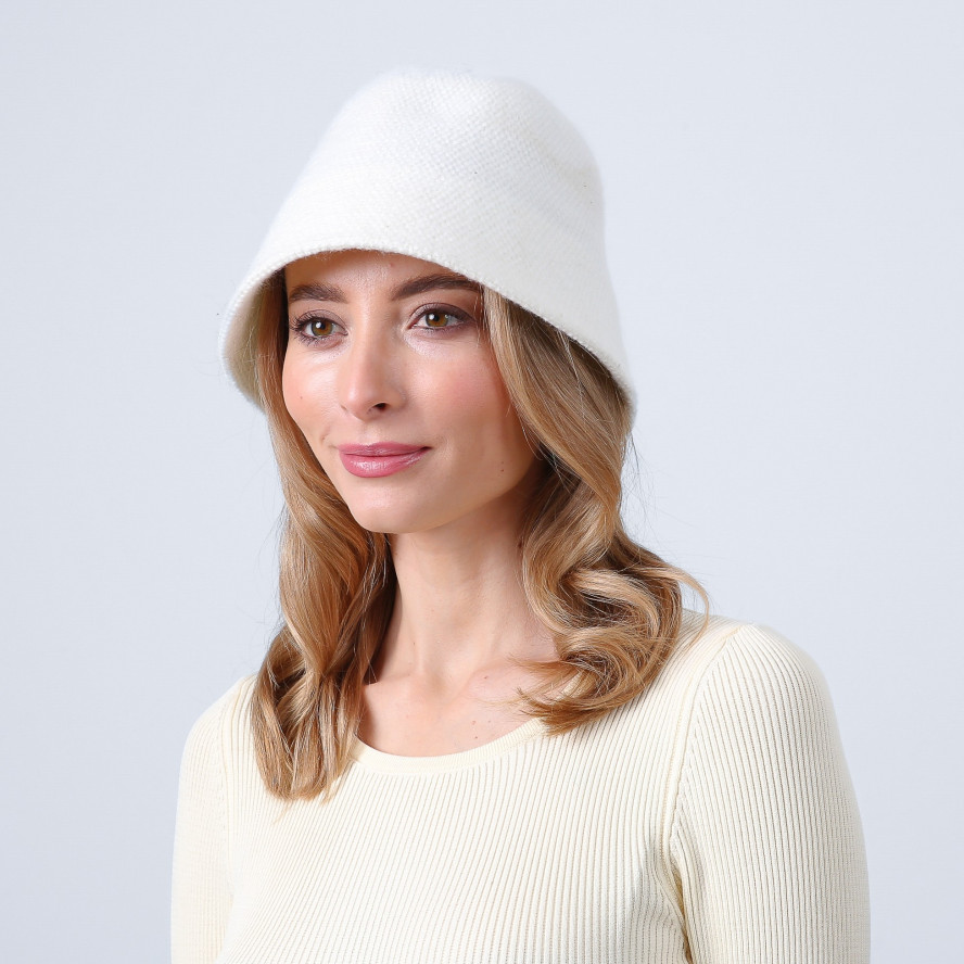 Панама жіноча в'язана вовна біла СЕЛІН 996-106, фото 3