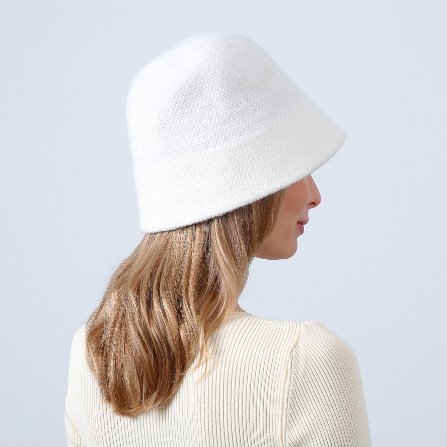 Панама жіноча в'язана вовна біла СЕЛІН 996-106, фото 4