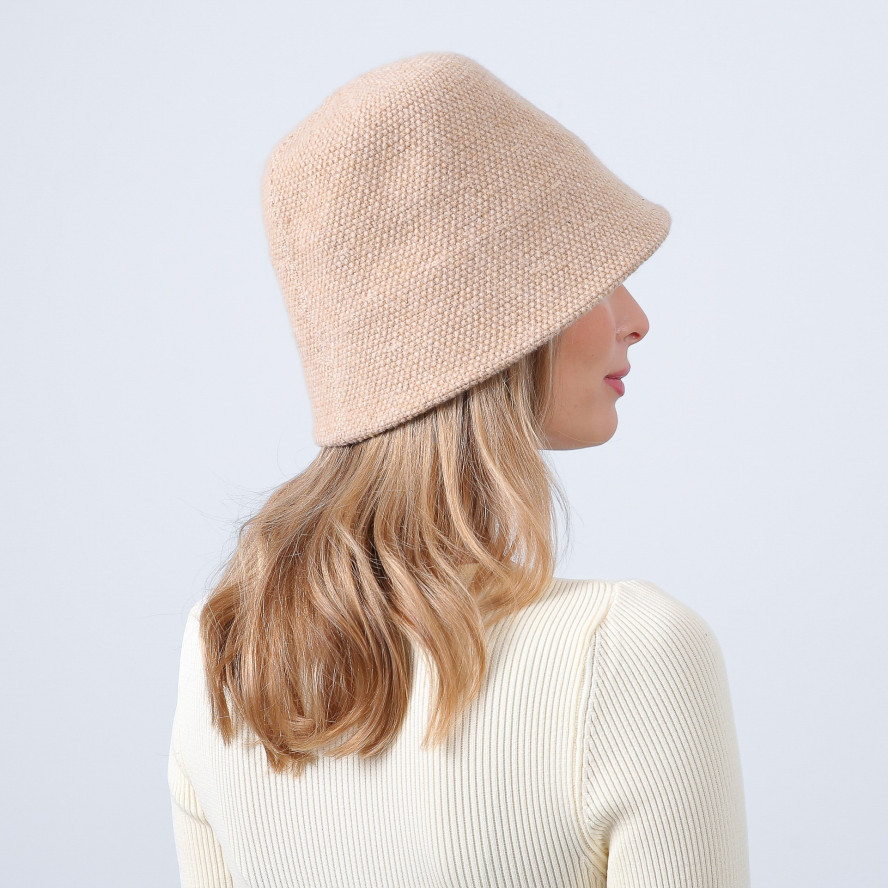 Панама жіноча в'язана вовна бежева СЕЛІН 996-120, фото 4