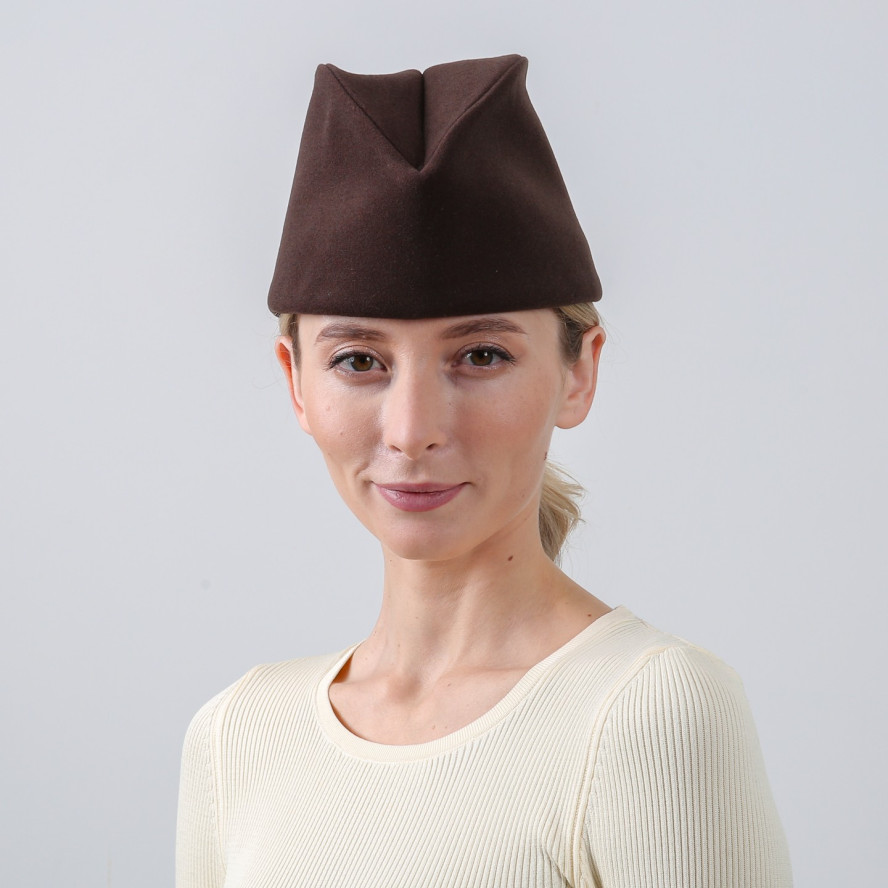 Пилотка женская шерсть коричневая ВИКТОРИЯ 932-487, фото 3