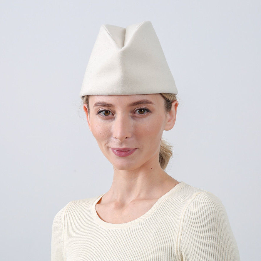 Пилотка женская шерсть молочная ВИКТОРИЯ 932-494, фото 3