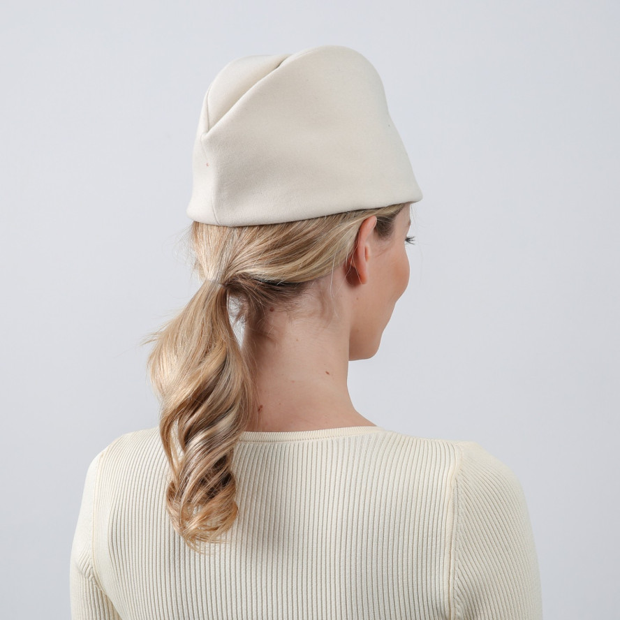 Пилотка женская шерсть молочная ВИКТОРИЯ 932-494, фото 4