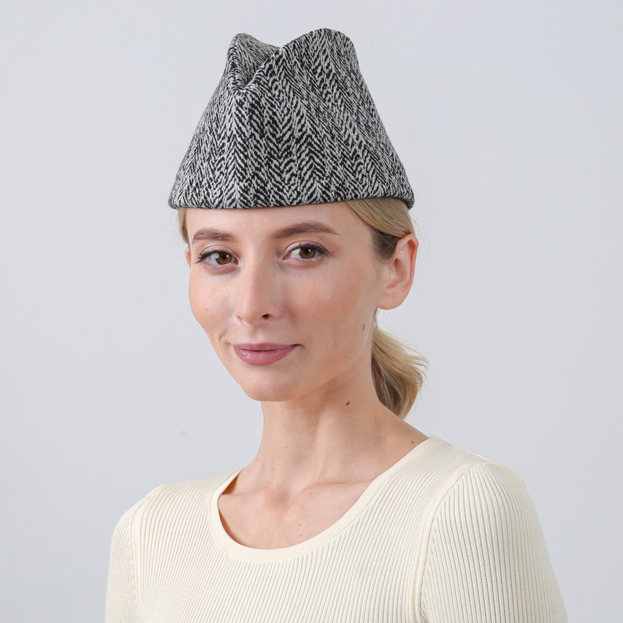 Пилотка женская шерсть бело-черная ВИКТОРИЯ 932-548, фото 3