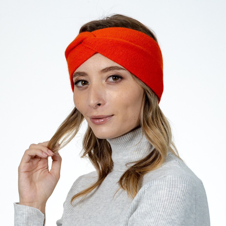 Повязка на голову женская шерсть оранжевая ДЖИНЕТ 249-678, фото 3