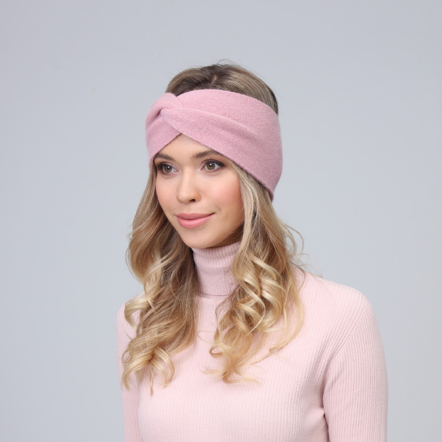 Повязка на голову женская шерсть розовая ДЖИНЕТ 256-348, фото 3