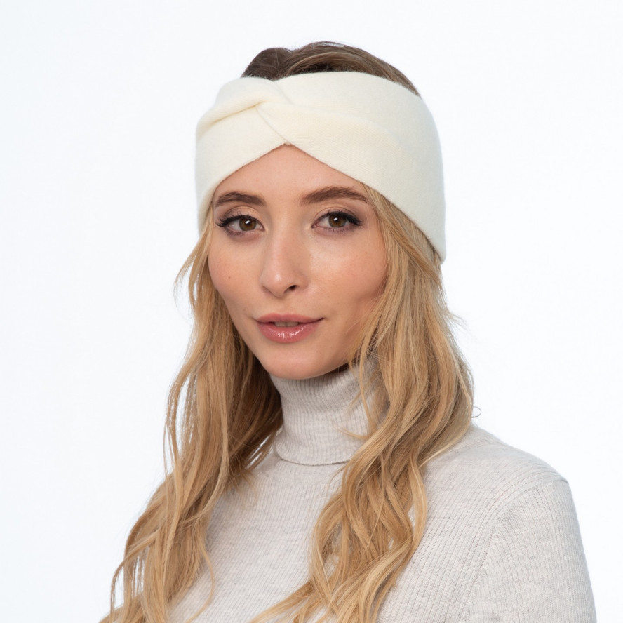 Пов'язка на голову жіноча вовна молочна ДЖИНЕТ 256-362, фото 3