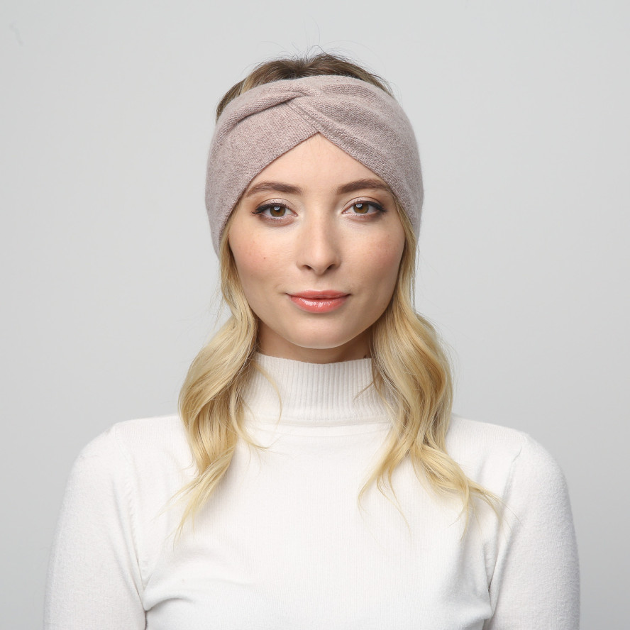 Пов'язка на голову жіноча вовна бежева ДЖИНЕТ 644-671, фото 4